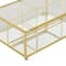 7" x 5" x 3" Clear & Gold 3-Slot Glass & Metal Jewelry Box with Chain Accent